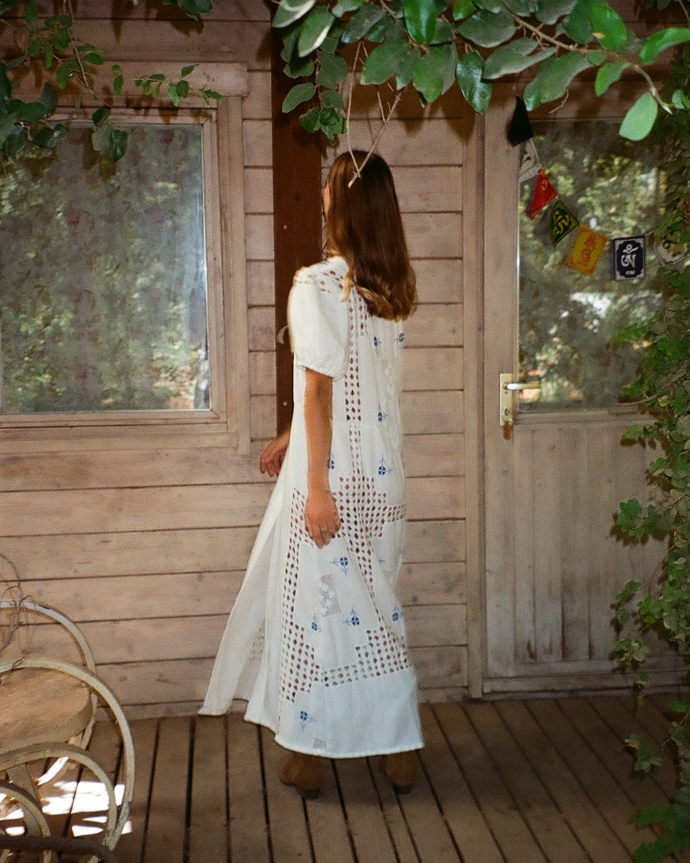 Blue Ajour embroidery dress