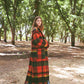 Red plaid trench coat