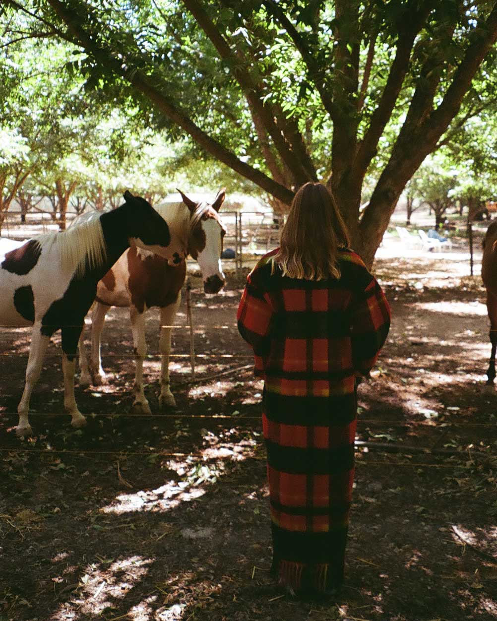 Red plaid trench coat