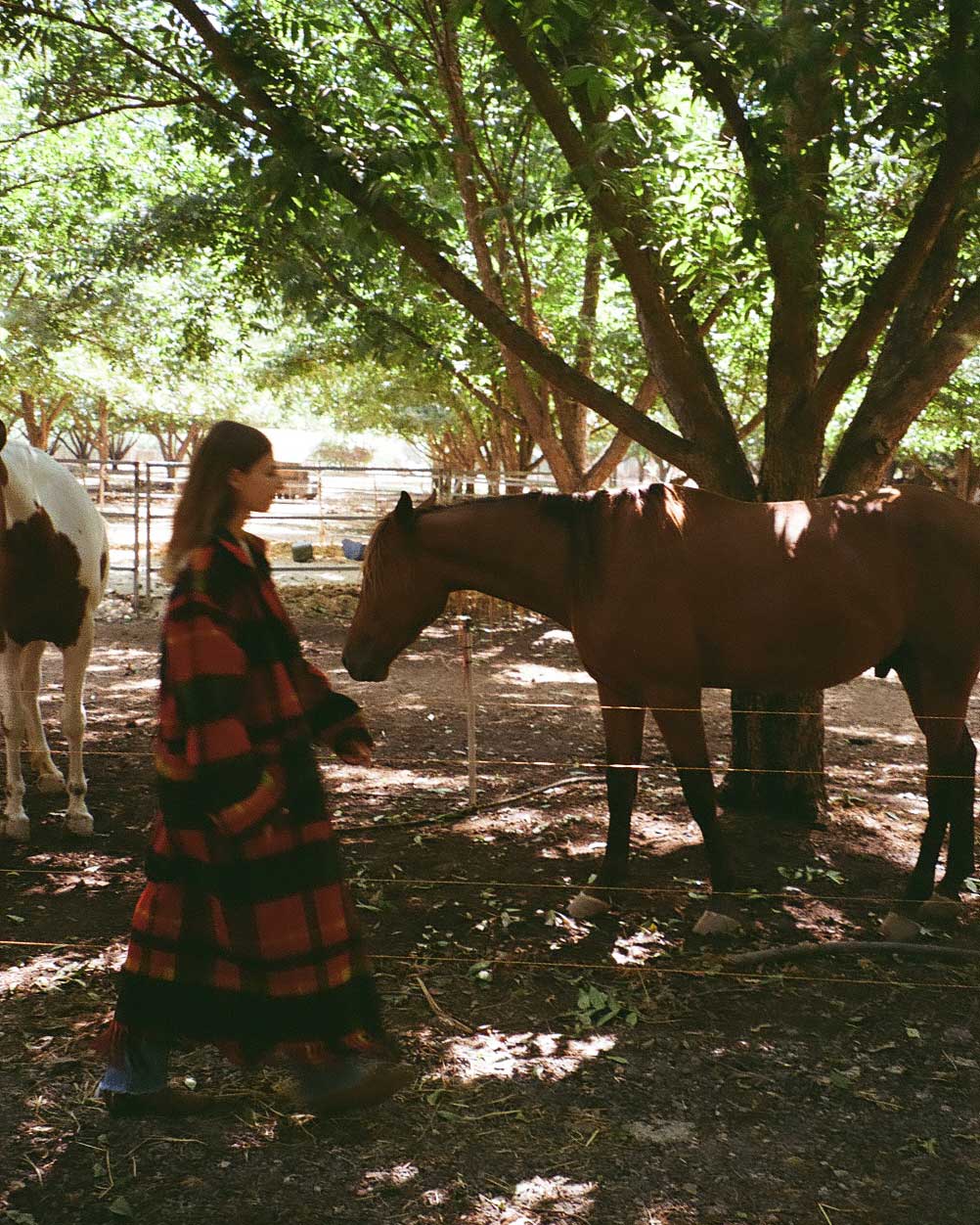 Red plaid trench coat
