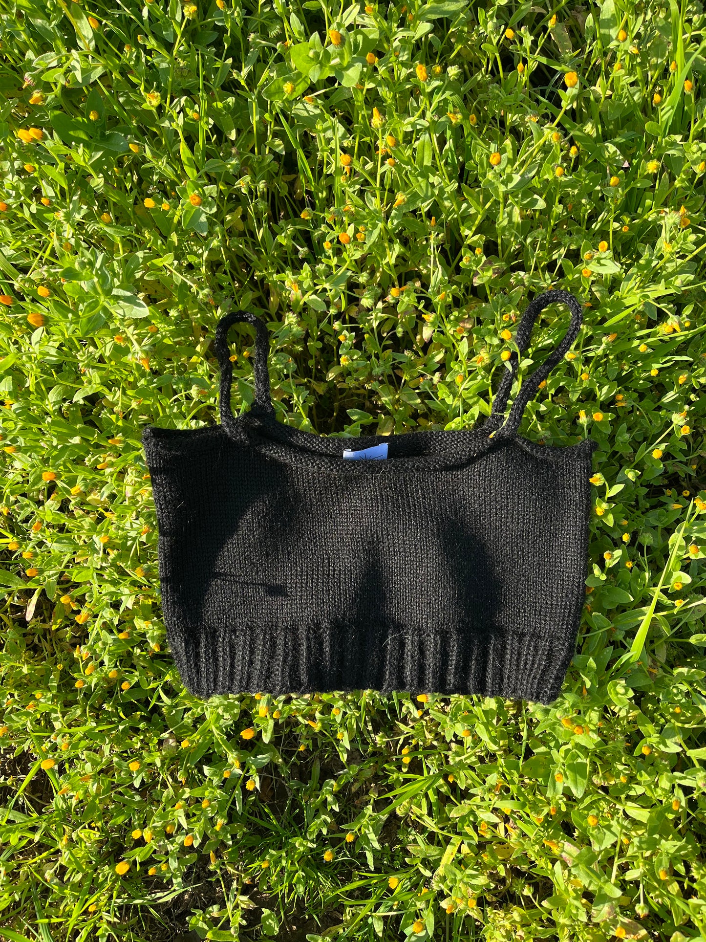 100% Alpaca Wool Hand Knit Top, Black